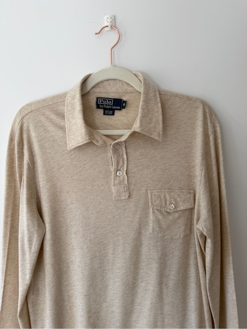 Polo Ralph Lauren Long Sleeve Polo Shirt Beige Si… - image 4